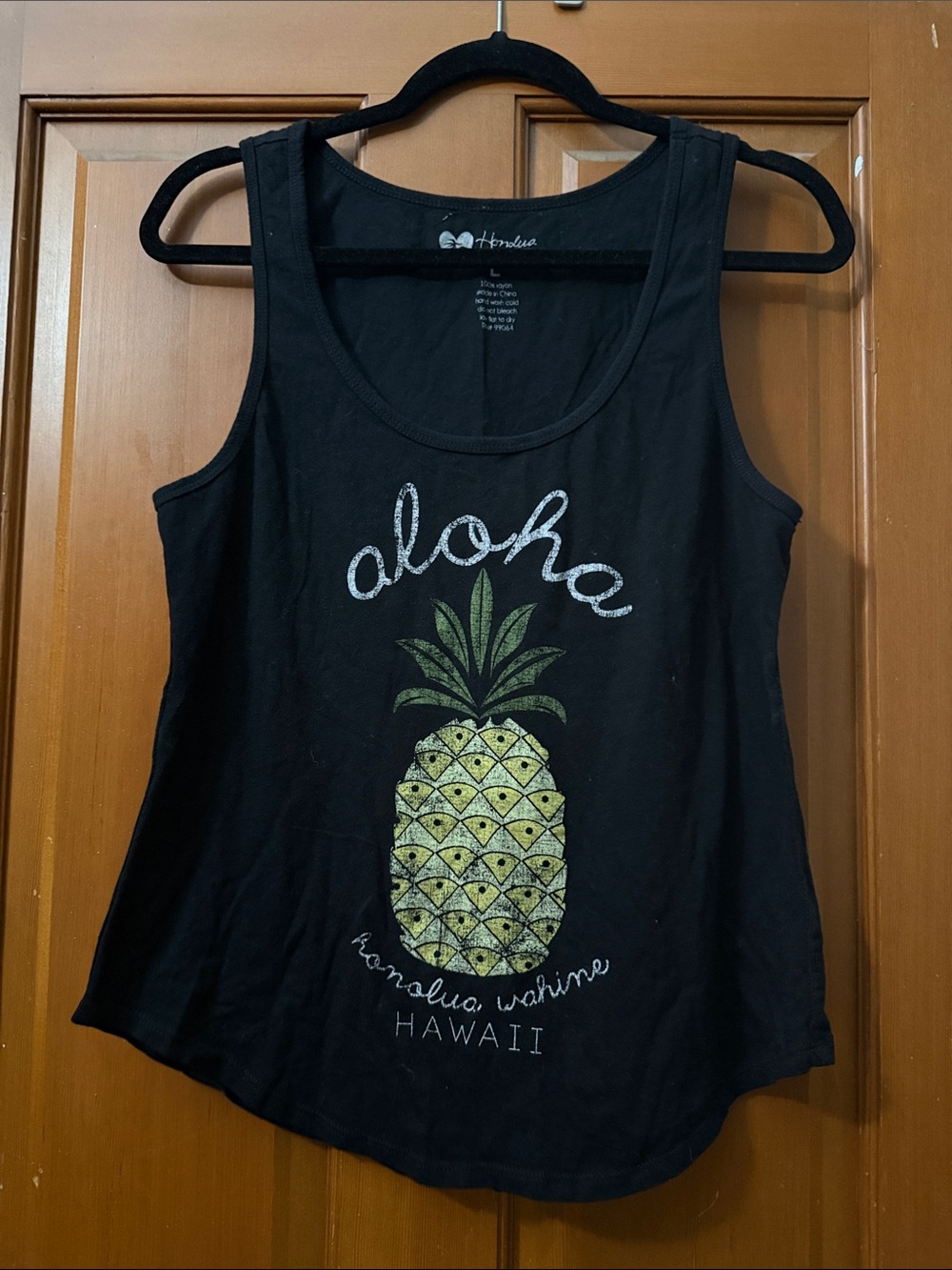 Black 'Aloha' Pineapple Graphic Tank Top